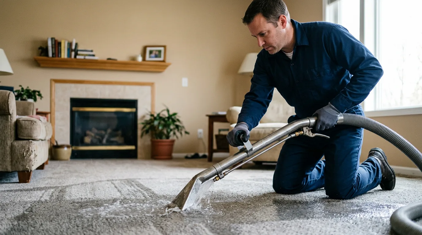 Water damage restoration technician working near Oriental, NC